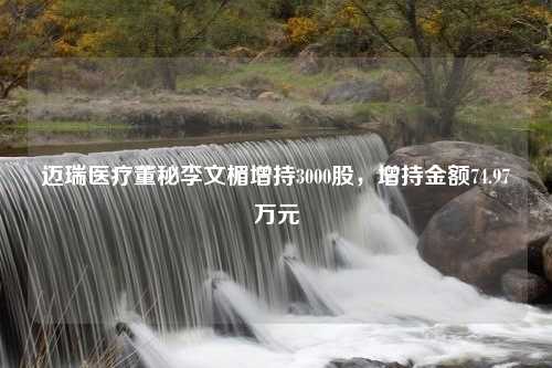 迈瑞医疗董秘李文楣增持3000股，增持金额74.97万元